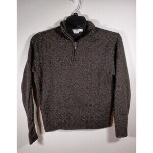 Enzo Mantovani 1/4 Zip Long Sleeve Brown Wool Pullover Sweater Size Medium